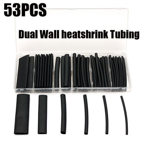 53Pcs Dual-Wall 3:1 3X Glue Lined Heat Shrink Tubing Sleeving Kit 10cm Flexible