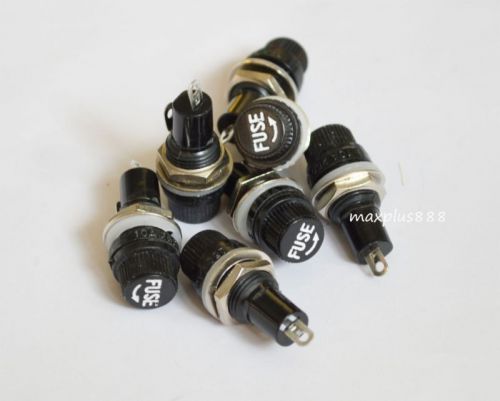 50pcs 10a ac250v panel mount black fuse  holder for 5x20mm fuse for sale