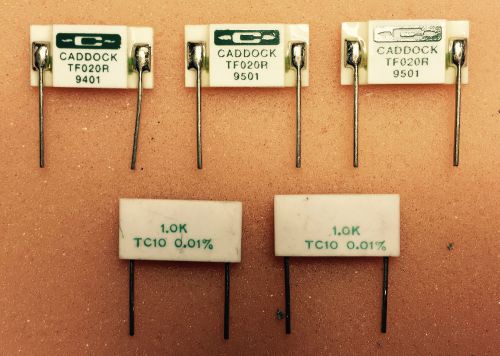 Lot of 5 caddock 1.0k 0.01% low tc ultra-precision film resistors for sale