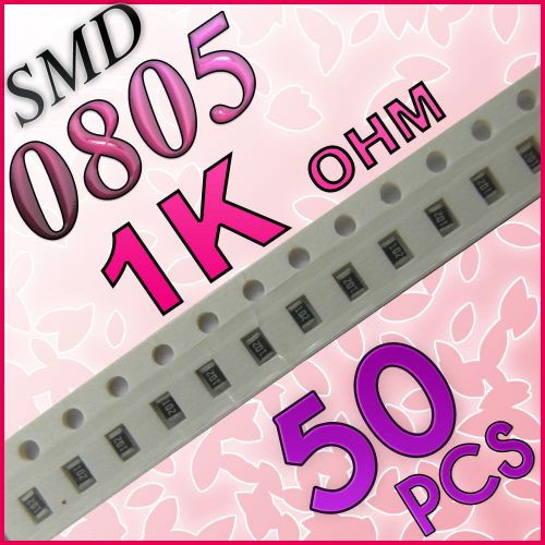 50 1K ohm ohms SMD 0805 Chip Resistors Surface Mount watts (+/-)5%