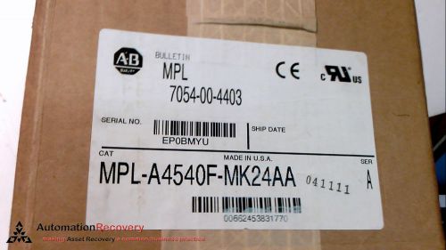 ALLEN BRADLEY MPL-A4540F-MK24AA SERIES A, NEW