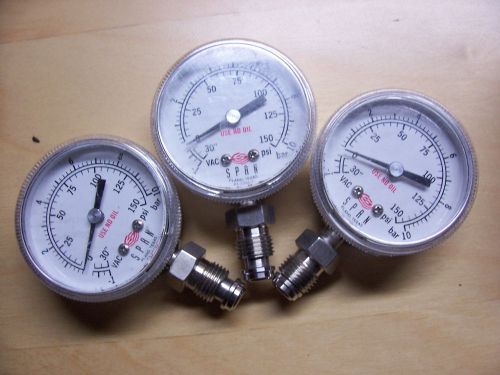 3 span pressure regulator gauges # 01-0266-c  0-150 psi 0-10,0- -1 bar 0-30&#034; vac for sale