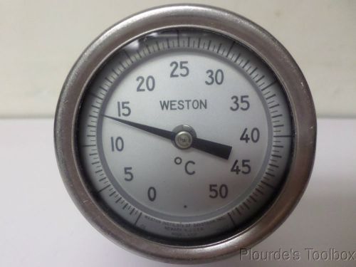 Used weston ss bi-metal 3-3/16&#034; dial thermometer, 3-1/2&#034; stem, 0 - 50°c, 4300 for sale