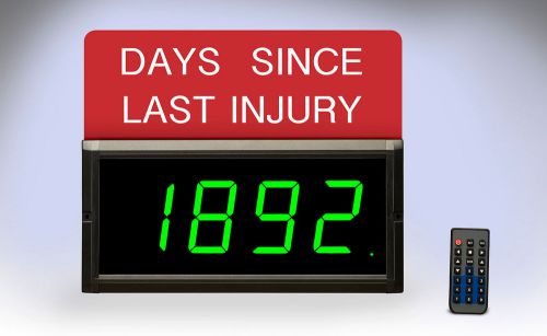 Green 3 Inch High Days Since Last Injury Digital Sign Help Keep Your Shop Safe