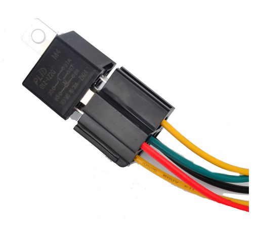 12v car auto relay &amp; socket 5 wire 5 pin automotive harness 30/40 a amp #qil75 for sale