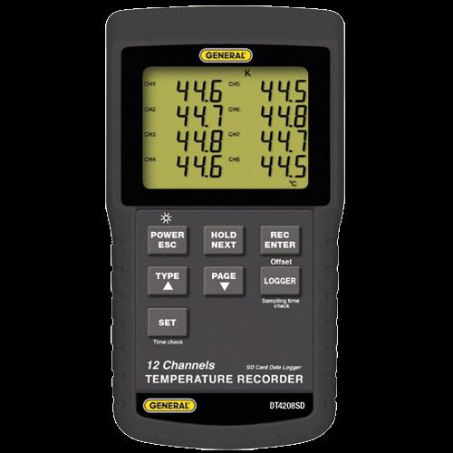 General Tools DT4208SD Data Logging 12 Channel Thermometer with SD Card