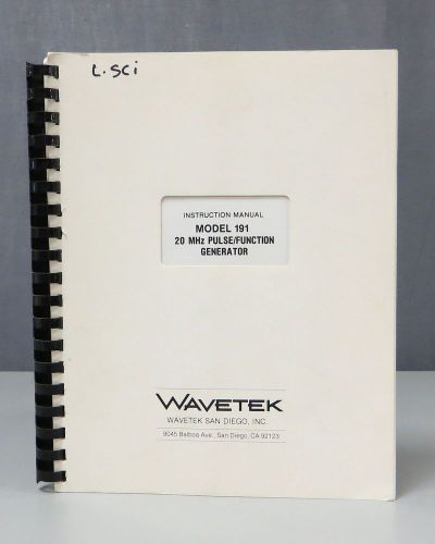 Wavetek Model 191 20 MHz Pulse/Function Generator Instruction Manual