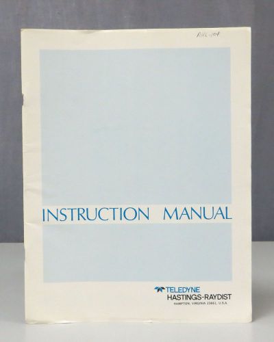 Teledyne Hastings Mass Flowmeter ALL-/AHL-/EALL-/EAHL- Series Instruction Manual