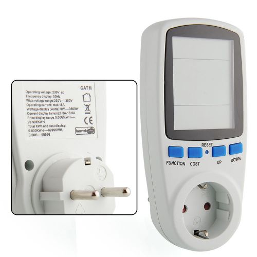 Eu plug power consumption watt meter electricity usage lcd monitor analyzer for sale