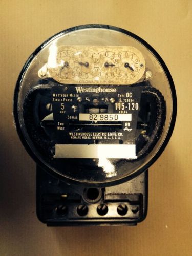 WESTINGHOUSE WATTHOUR METER Type Oc 5 Amp 115-120volt  VINTAGE 1930&#039;s