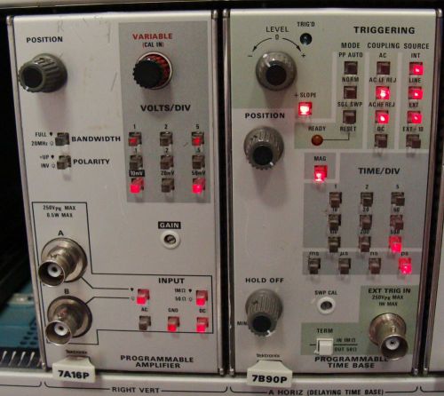 Tektronix 7a16p amplifier/ 7b90p time base programmable plug ins! tested &amp; works for sale
