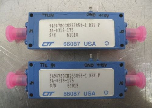 C113267 Lot 2 CTT SA-0319-175 SMA RF Amplifier (16dB, 6-14 GHz, +5dBm Po, 15V)