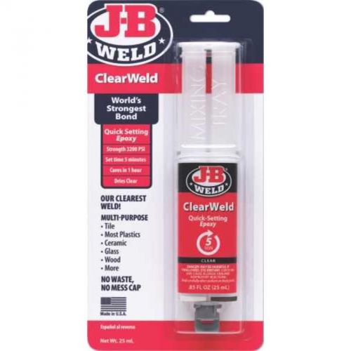 Clearwld epoxy syringe 25 ml 50112 j-b weld company epoxy adhesives 50112 for sale