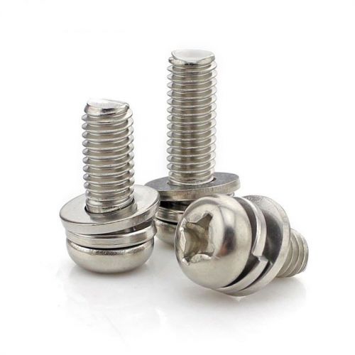 M2.5 m3 m4 stainless steel round head combinations screws 10pcs/50pcs for sale