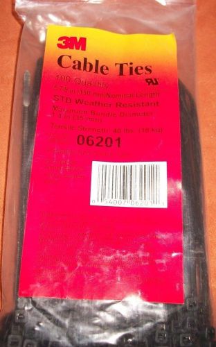 3M Cable Ties, 5 7/8&#034;, Black, Pack/100, Weather Resistant