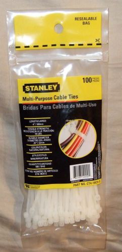 Stanley 4 Inch Multi-Purpose Cable Ties - White (Pack of 100)