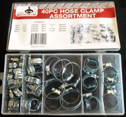 40pc goliath industrial hca40 steel hose clamp assortment worm drive for sale