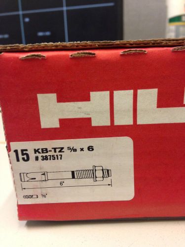 Hilti 387517 kwik bolt tz carbon steel 5/8&#034; x 6&#034; wedge anchor (new 15 per box) for sale
