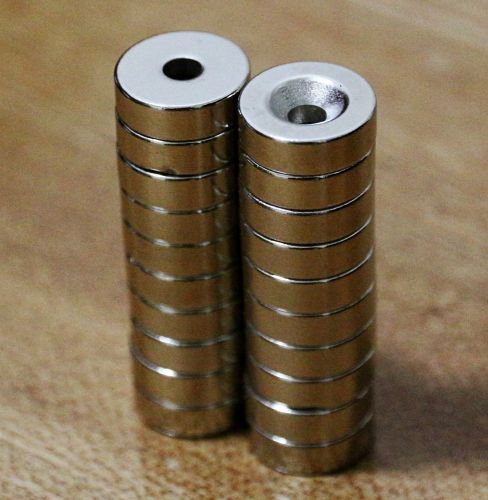 20pcs N50 15mm x 5mm 4mm-hole inch Round Neodymium Permanent Magnets D15x5-4 mm