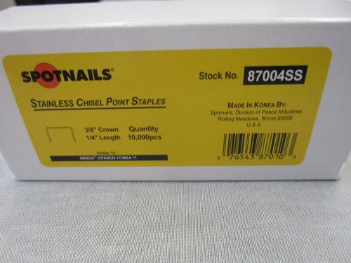 Stainless chisel point staples 3/8 crown 1/4 length qt 10,000pcs for sale