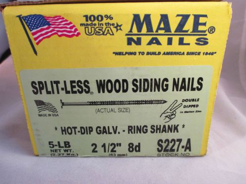 5 lb MAZE NAILS Split-less Wood Siding Nails 2 1/2 inch Hot Dip Galvanized NEW