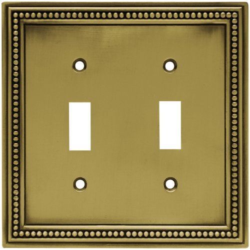 Brainerd 64771 Beaded Double Switch Wall Plate / Switch Plate / Cover, Tumbled