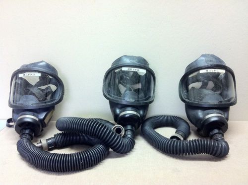 (3) MSA fireman&#039;s fire fighter Air Masks, 461614, Used