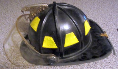 Morning Pride Black Firefighter Helmet 1996 w/ Eagle &amp; Faceshield~NFPA~BF2PR~