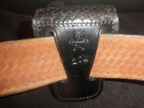Black basketweave leather police duty belt w/o clasp sz 34 for sale