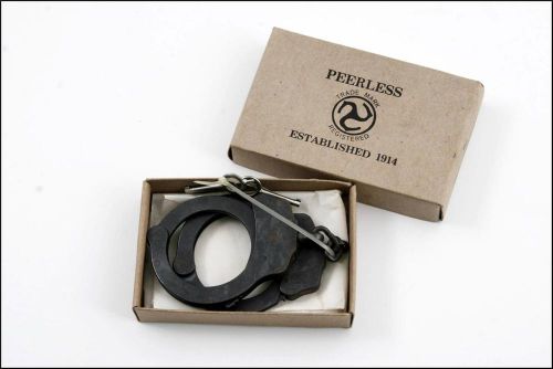 Peerless Early Model 300 Blue Handcuffs w Box black &amp; 2 Keys police military PRO