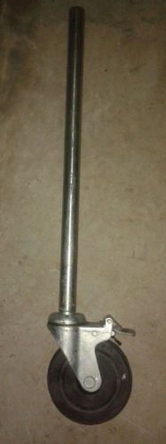 Heavy duty 5 x 1.25&#034; castor wheel w/ lock, brake &amp; 19&#034; long pipe stem for sale