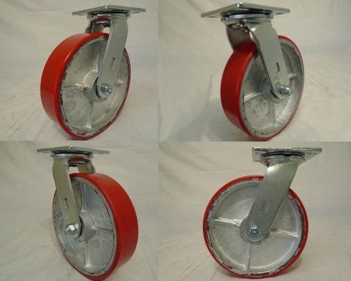 8&#034; x 2&#034; swivel casters polyurethane wheel on steel hub 1400lb (4) tool box for sale