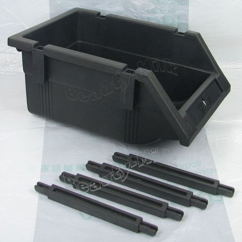 Lot 8 stackable plastic bins storage stacking rack stands for component parts for sale