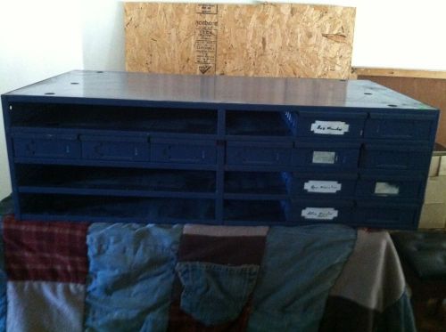 Vintage Industrial Blue Metal Cabinet Unit with Drawers
