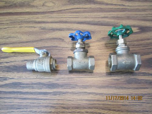 Brass gate valves lot of 3 - 1/2 &#034; sweet, 1/2 npt and 3/4 npt for sale