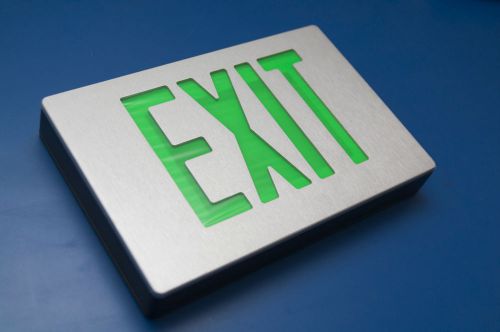 Die-Cast Commercial Exit Sign Green - Standard AC Only UL w. Mounting Plate NEW