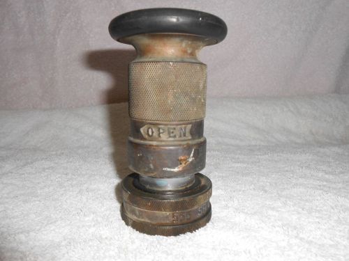 Heavy vintage 1.5&#034; solid brass fire hose water  nozzle - used / old antique for sale