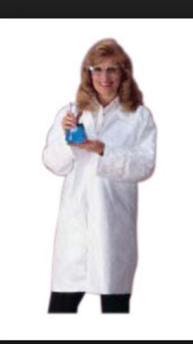 Qty 10 tyvek lab coat long sleeve size medium 01101 lakeland snap front 2 pocket for sale