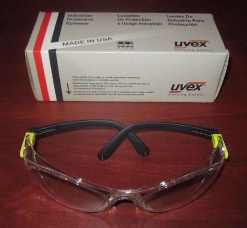 Uvex s1720 bandido safety eyewear, yellow/ black frame, clear ultra-dura hard for sale