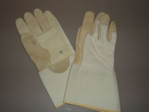 A LEATHER,CANVAS WORK GLOVE SIZE 8