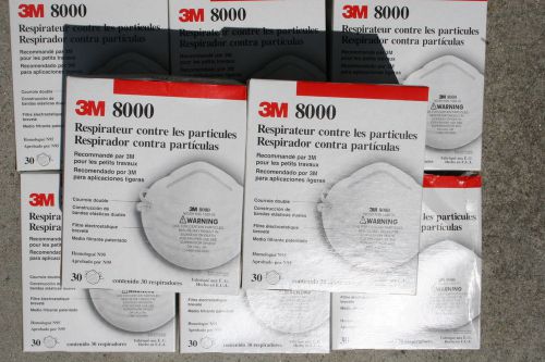 3m 8000 n95 particulate respirator dust mask 1 case of 8 bxs 30 ea = 240 mask for sale