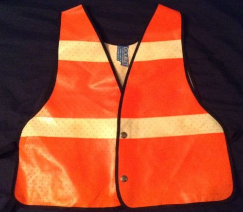 Orange And White High Visibility Breathable Vest Elastic Side Snap Front