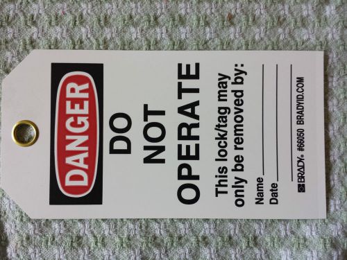 BRADY 66050 Danger Do Not Operate Lockout Tag, 3&#034;x5-3/4&#034;, Polyester, PK/25
