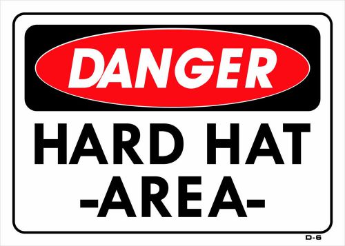 DANGER HARD HAT AREA 10&#034;x14&#034; Sign D-6