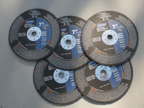 5 New Norton #89337  7&#034; Metal Cut Off Blades Abrasive Wheels Diamond Punchout