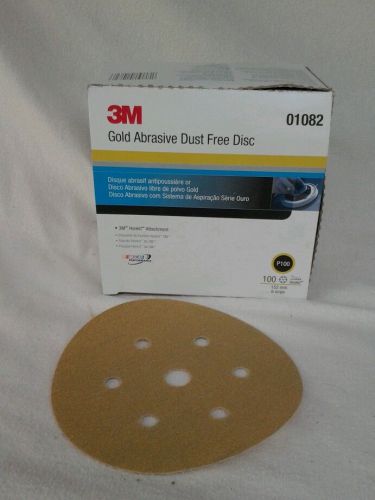 6&#034; P 100 Grit  01082 Hookit Gold Film Dust-Free Disc 3M NEW Box of 100 sanding