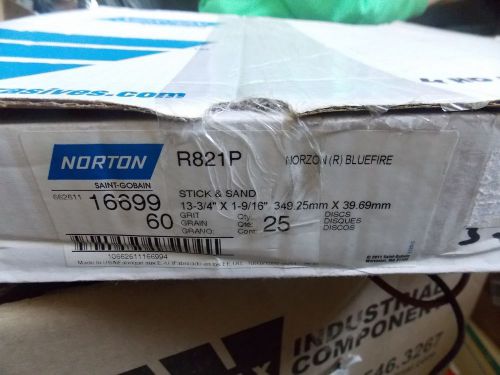 Norton BlueFire R821P PSA Disc 60 grit Stick and Sand box of 25 NEW