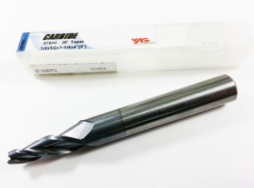 1/4&#034; yg solid carbide 1/2&#034;-shank 3 flute ticn coated tapered end mill (l393) for sale