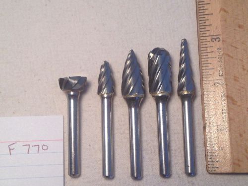 5 NEW 6 MM SHANK CARBIDE BURRS FOR CUTTING ALUMINUM. METRIC. MADE IN USA  {F770}