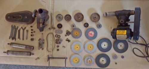 Dumore 3/4 hp tool post grinder huge lot three spindles + grinding discs for sale